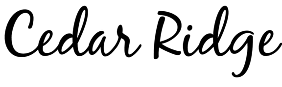 The image features the text "Cedar Ridge" written in a cursive font.