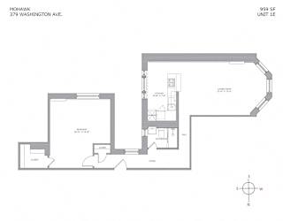 Floor Plan 1 bedroom 1 bathroom