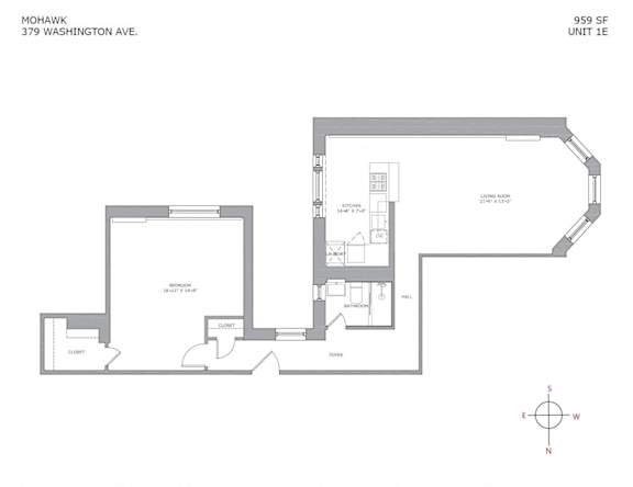 Floor Plan  1 bedroom 1 bathroom