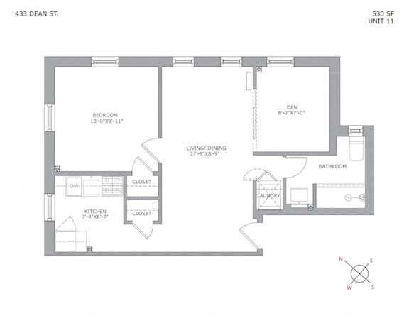 Floor Plan  1 Bedroom 1 Bath