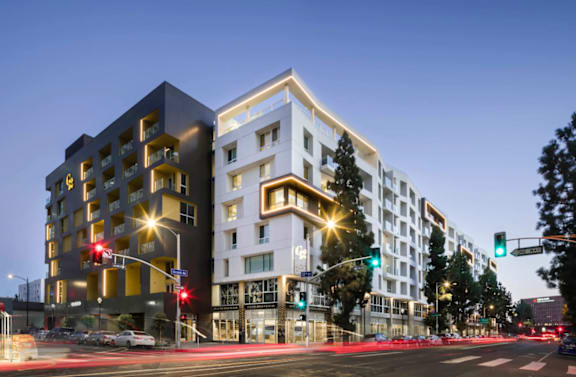 a view of avanti at the intersection sign in front at G12 Apartments, Los Angeles