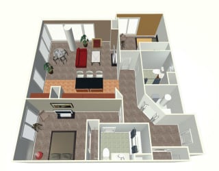 2 bed apartment-2 Bed K floor plan at Midtown Crossing Apartments in midtown Omaha NE 68131