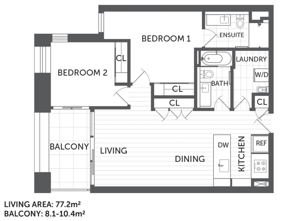Floor Plan  2E - 2Bed_2Bath - The Briscoe by Kinleaf