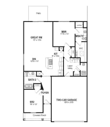 2 Bed Floorplan at Hathaway Meadows, New York, 14425