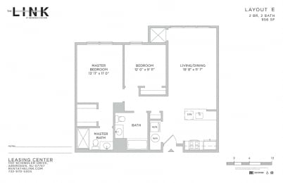 2 Bedroom 2 Bathroom Floor Plan at The Link at Aberdeen Station, New Jersey
