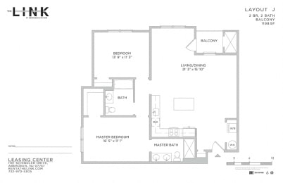 2 Bed 2 Bath Floor Plan at The Link at Aberdeen Station, Aberdeen, New Jersey