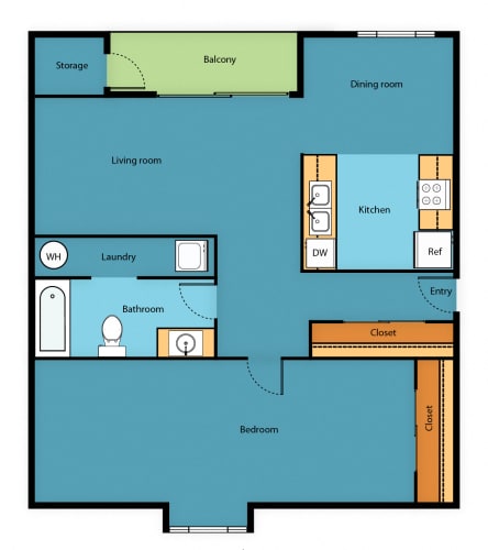 Floor Plan  1x1 Floor Plan at Park 210 Apartment Homes, Edmonds, WA