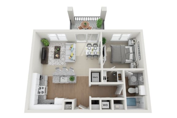 1 bed room 1 bathroomAthens Floor Plan at Century Avenues Apartments, Florida, 33813