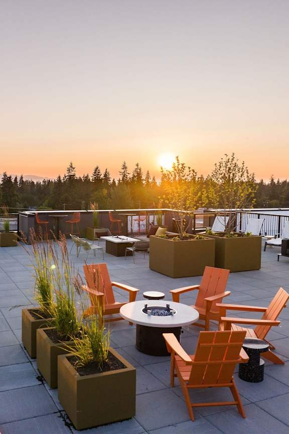 ION Town Center Apartments in Shoreline, WA Sky Lounge with Fire Pit