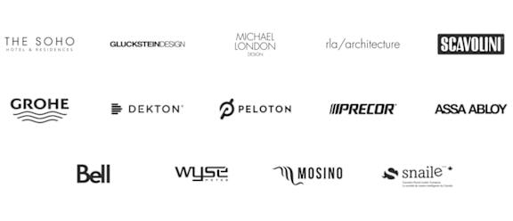 A collection of various logos for companies such as The Soho Hotel & Residences, Michael London, and Scavolini.