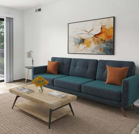 Living Room at Trappers Cove Apartments, Lansing, 48910