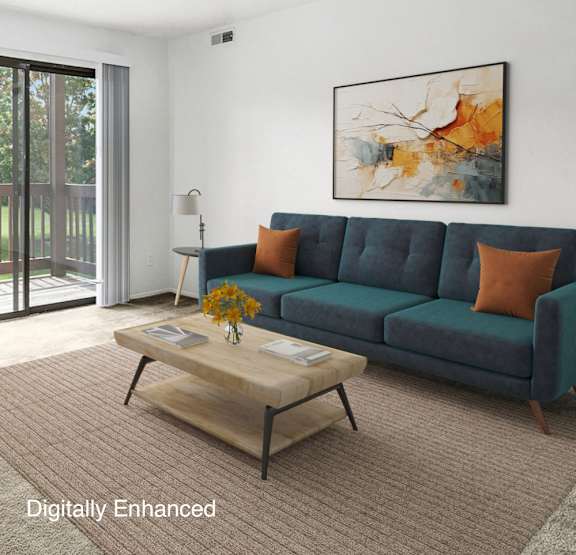 Living Room at Trappers Cove Apartments, Lansing, 48910