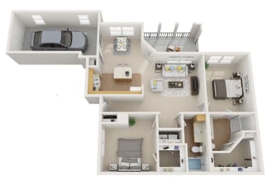2 bedroom floor plan | 1,376 Sq. Ft. at Summerwind Apartment Homes Pearland TX