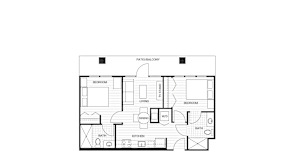 2 bed 2 bath floorplan at Velaris Living Apartments, Denver