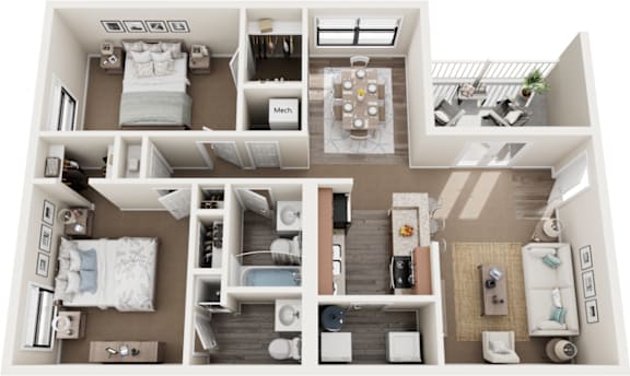 a 3d floor plan of a house with a bedroom and a bathroom