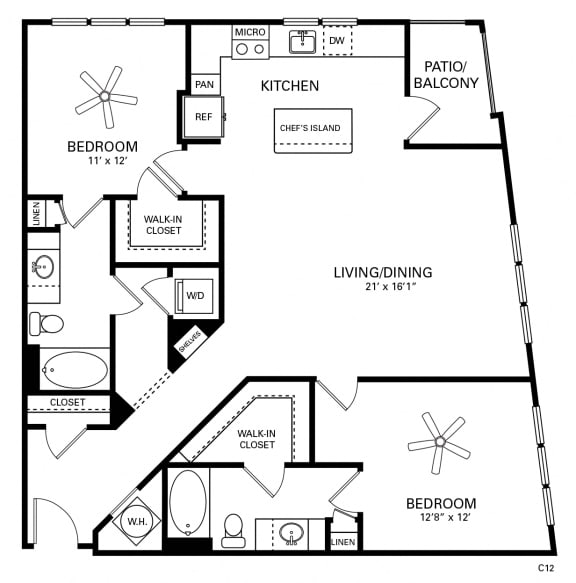Flagler Floor Plan at Berkshire Chapel Hill, Chapel Hill, 27514