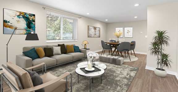 Multiple wall painting in living room at Kingsbrook Arms, Colorado, 80113