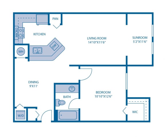 One Bedroom Floor Plan One Bedroom Floor Plan at Horizon at Miramar, Miramar, FL