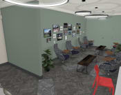 Thumbnail 5 of 5 - a lounge area with chairs and tables and pictures on the wall
