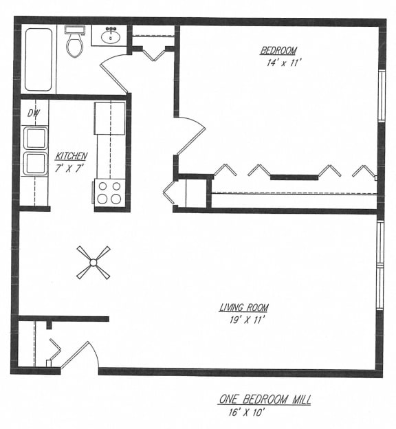 Floor Plan  Mill - One Bedroom