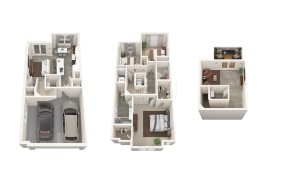 a 3d rendering of a house with different floor plans