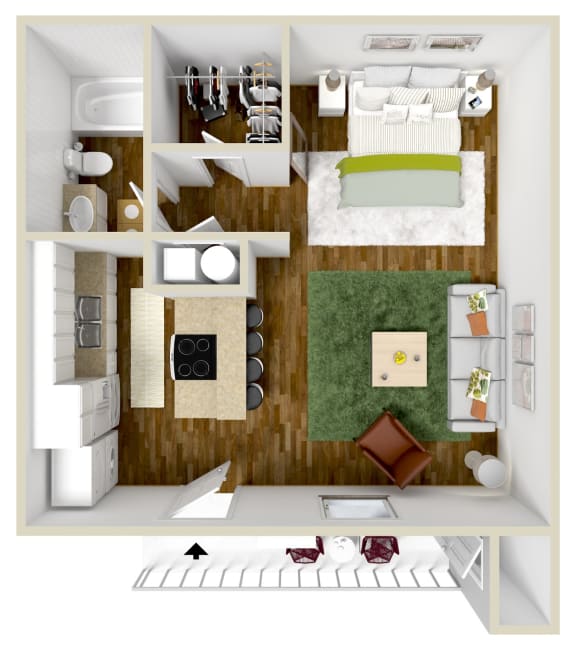 Studio Floor Plan at The Grove Apartments  at Lyndon, Louisville