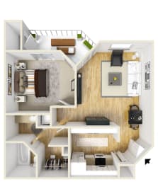 Stonesthrow Apartments_Tualatin, OR_Floor Plan_One Bedroom One Bathroom_A