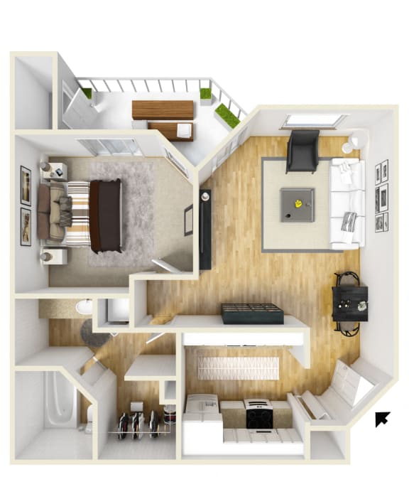 Floor Plan  Stonesthrow Apartments_Tualatin, OR_Floor Plan_One Bedroom One Bathroom_A