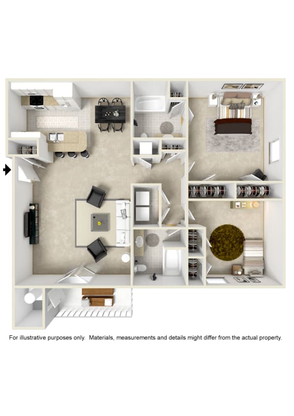 Chandelier Floor Plan at Reserve at Gulf Hills Apartment Homes, Ocean Springs, 39564