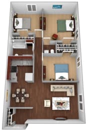 Floor Plan at Dearborn View Apartments, Inkster, MI 48141