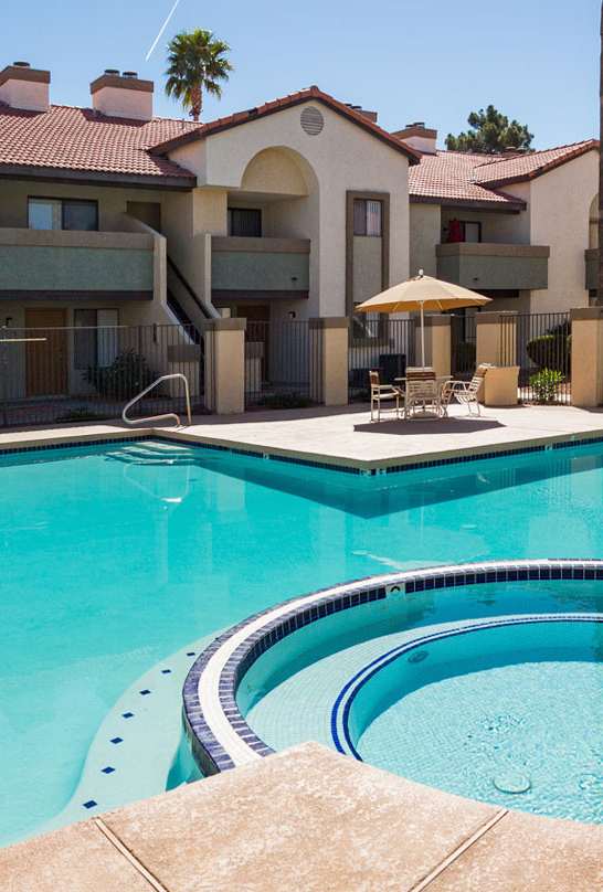Hot Tub And Pool at Del Coronado Apartment , Mesa, Arizona