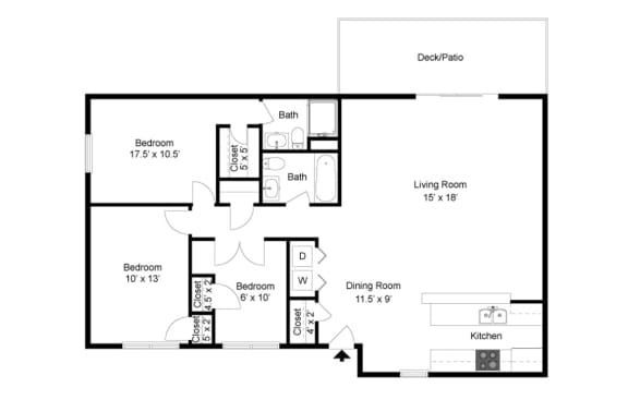 Arcadia Floor Plan with 1121 square feet at Commons at Timber Creek, Portland, OR