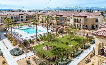 Drone Pool View at The Villas 55+ II Hesperia, Hesperia California