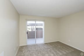Newly renovated bedroom with carpeted floors