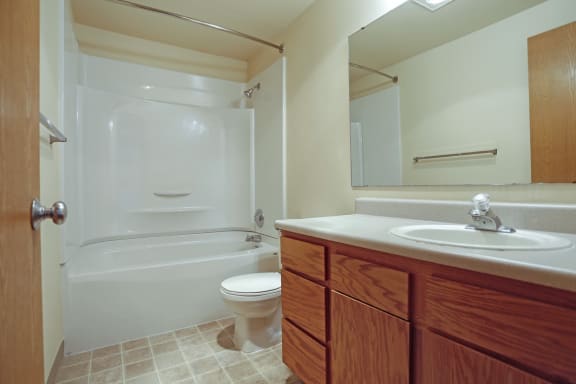 a bathroom with a sink toilet and bathtub