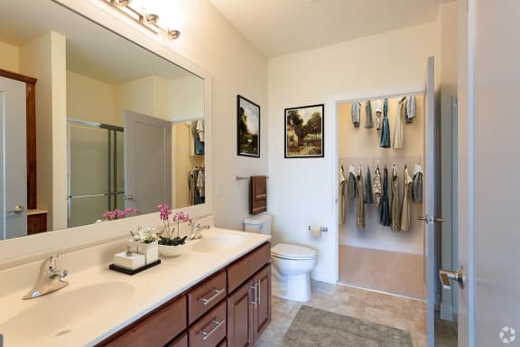 Renovated Bathrooms With Quartz Counters at Poplar Creek Apartments, Wisconsin, 53045