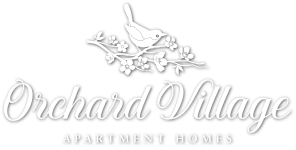 the logo of orchard village apartments apartment homes