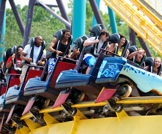 a group of people riding a roller coaster at 670 Thornton, Lithia Springs, Georgia