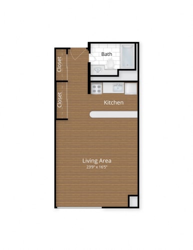 Floor Plan  Studio 1 bath A at Lenox Club Apartments, Arlington, 22202