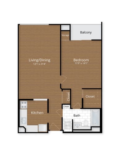 Floor Plan  1 bed 1 bath at Lenox Club Apartments, Arlington