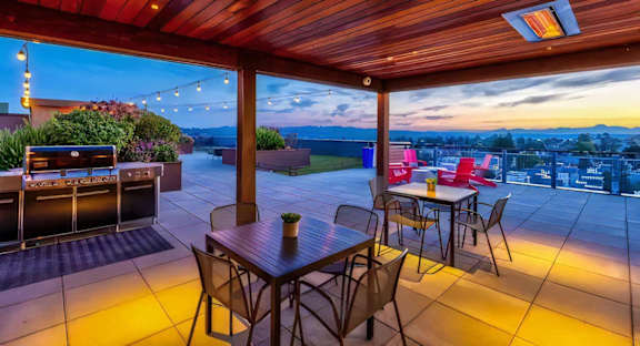 Ballard Lofts Outdoors Open Air Party Patio with Fire Pits and Seating Areas