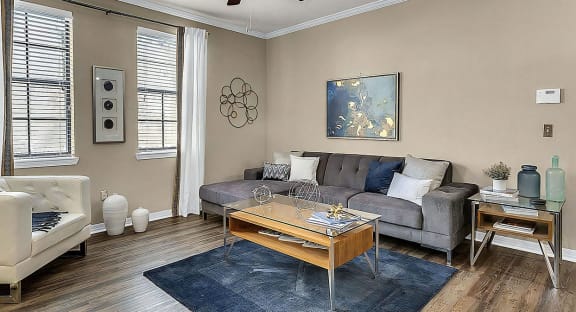 Living Room with Wood Style Flooring