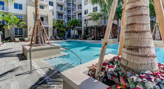 Resort Style Pool with Palm Trees