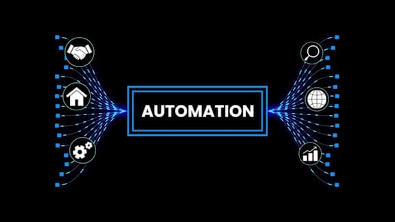 A graphic with the word "AUTOMATION" in the center and various icons connected by lines on either side.