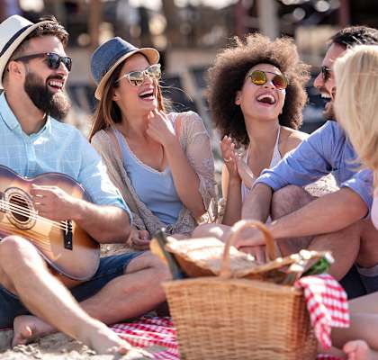 Group of friends on a picnic at Clipper Cove, Florida