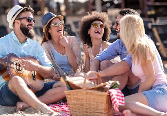 Group of friends on a picnic at Aqua 2800, Oakland Park Florida