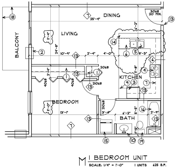 1 bd 1 ba Unit M