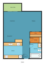 Studio Floor Plan at Pacific Park Apartment Homes, Washington