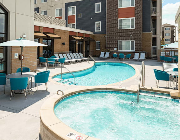 our apartments have a resort style pool and patio at Gabella at Parkside, Minnesota, 55124