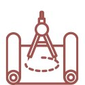 A brown geometric shape resembling a triangle with a circle in the middle.
